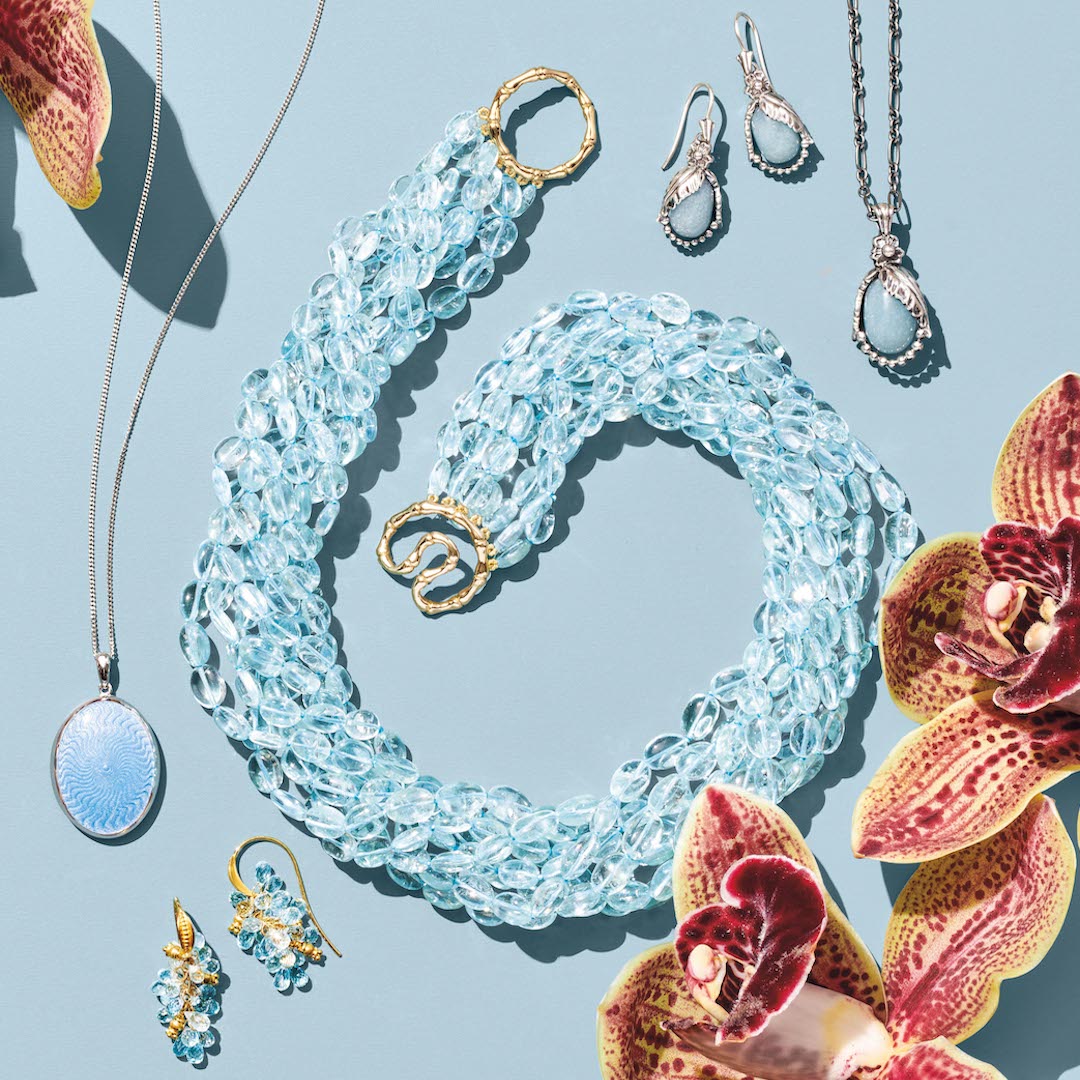 Aquamarine Briolette Cluster Earrings
