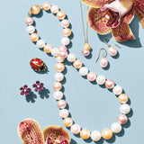 Ginkgo Leaf & Pink Pearl Pendant Necklace