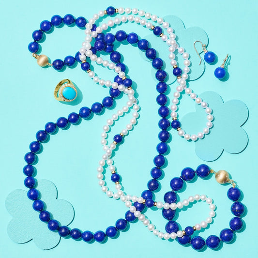 12mm Lapis Bead Bracelet