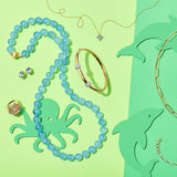 10mm Aquamarine Long Necklace