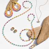 Rainbow Gemstone Round Earrings