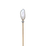 Edwardian Baroque Pearl & Diamond Stick Pin