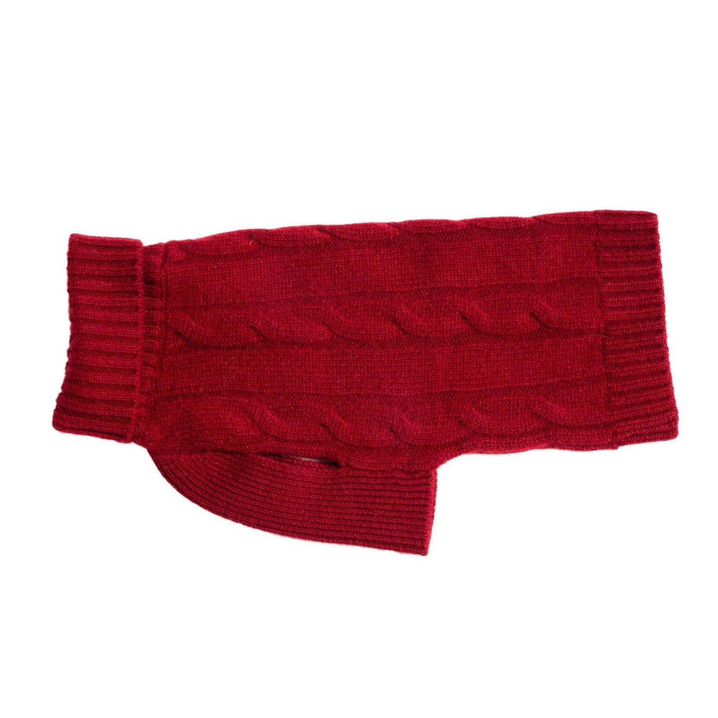 Cableknit Cashmere Dog Sweater, Burgundy