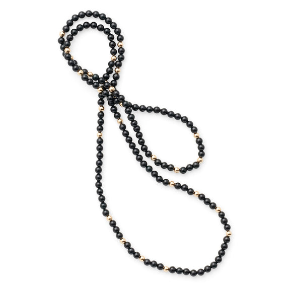 Gump's Signature Black Jade & Gold Station Rope Necklace