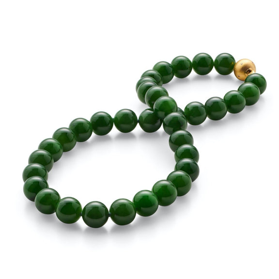 Gump's Signature 12mm Green Nephrite Jade & Gold Necklace