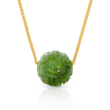 Gump's Signature Green Nephrite Jade Dragon Ball Pendant Necklace