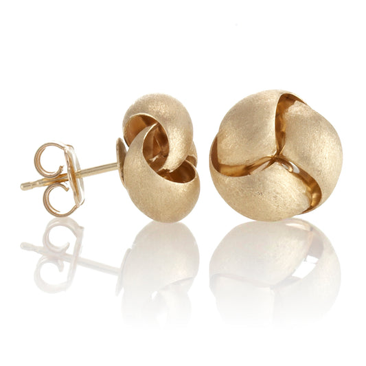 Brushed Gold Triple Knot Earrings