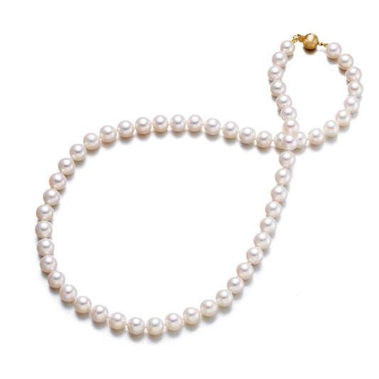 7mm White Pearl and Gold Necklace