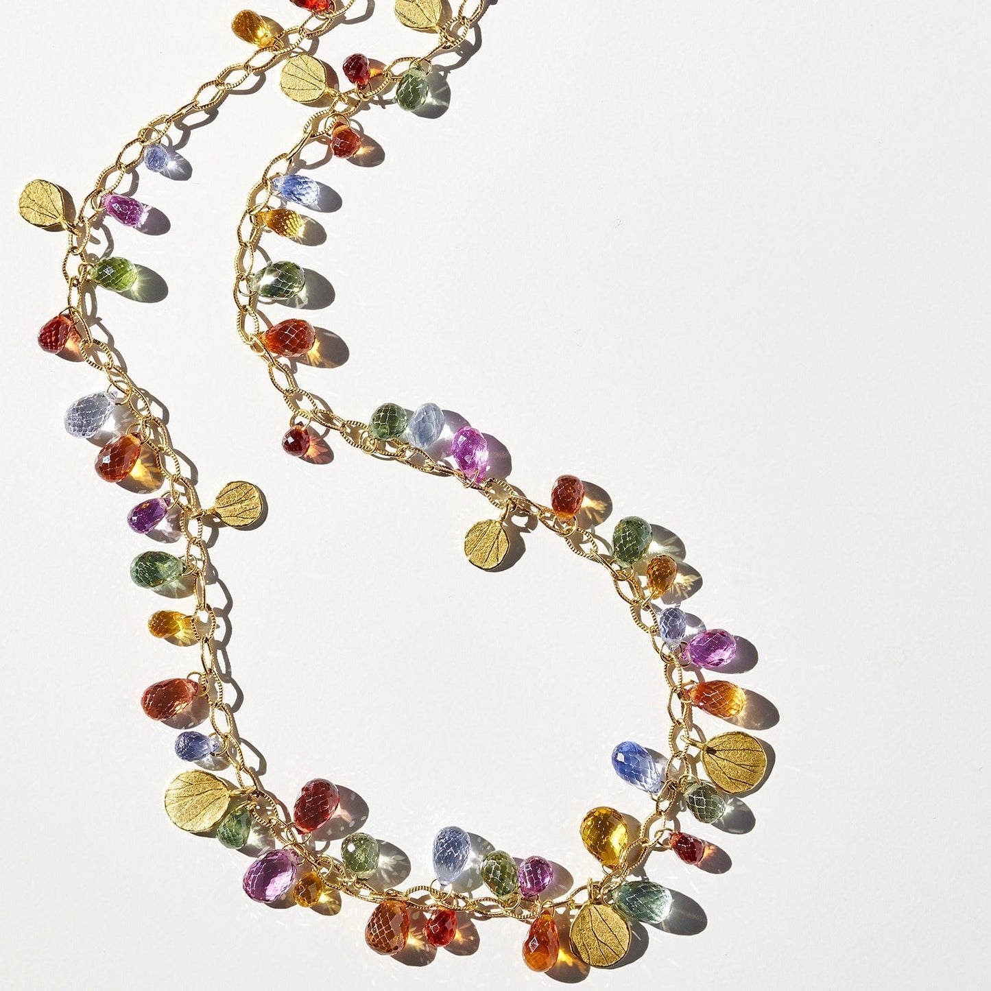 Multi-Color Sapphire & Hydrangea Petal Necklace