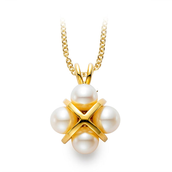 Pearl & Gold Cross Pendant Necklace