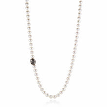 Gump's Signature White Pearl Rope Necklace with Floral Ojime