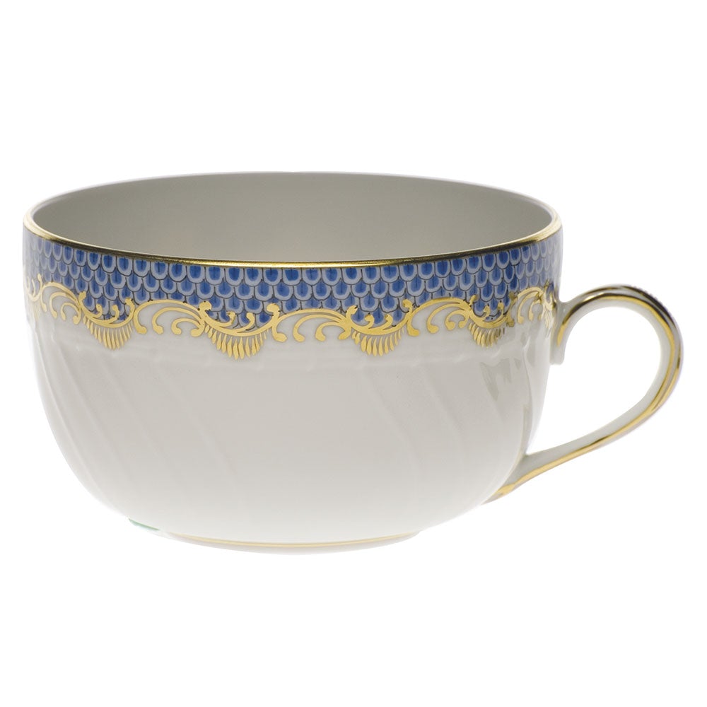 Herend Fish Scale Canton Teacup, Blue