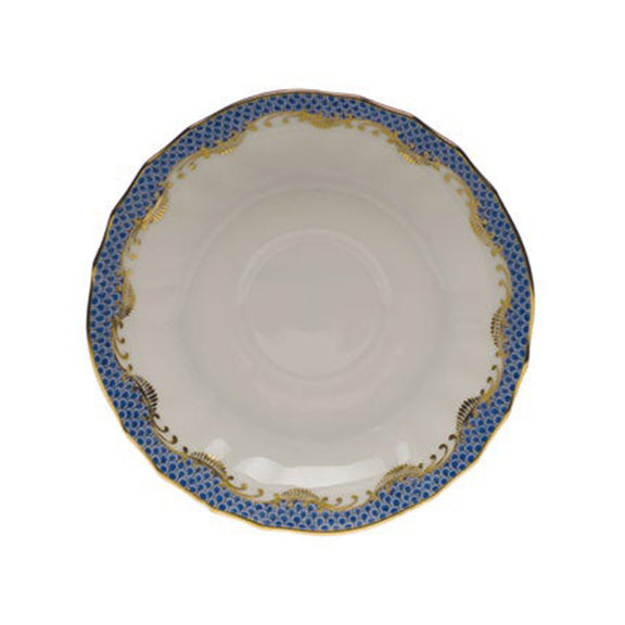 Herend Fish Scale Canton Tea Saucer, Blue