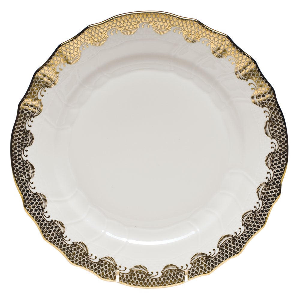 Herend Fish Scale Dinner Plate, Gold