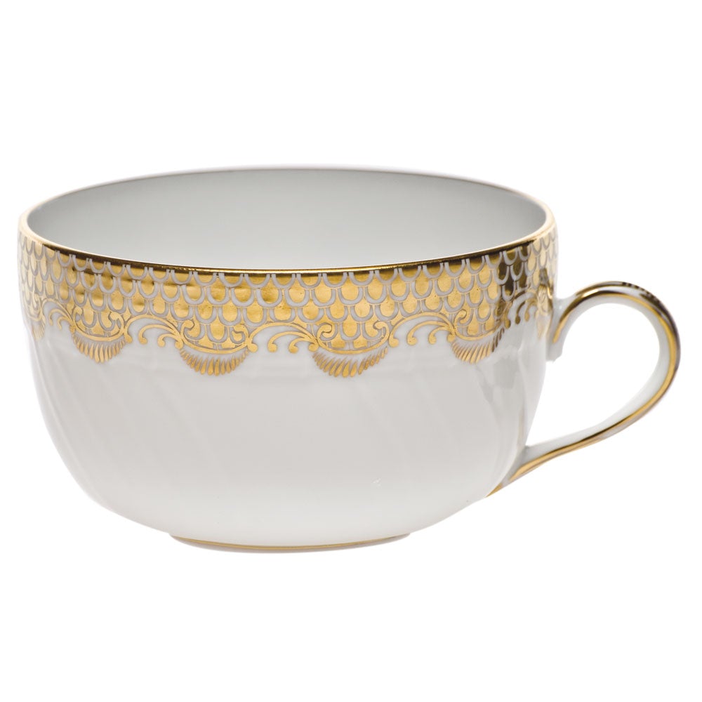 Herend Fish Scale Canton Teacup, Gold