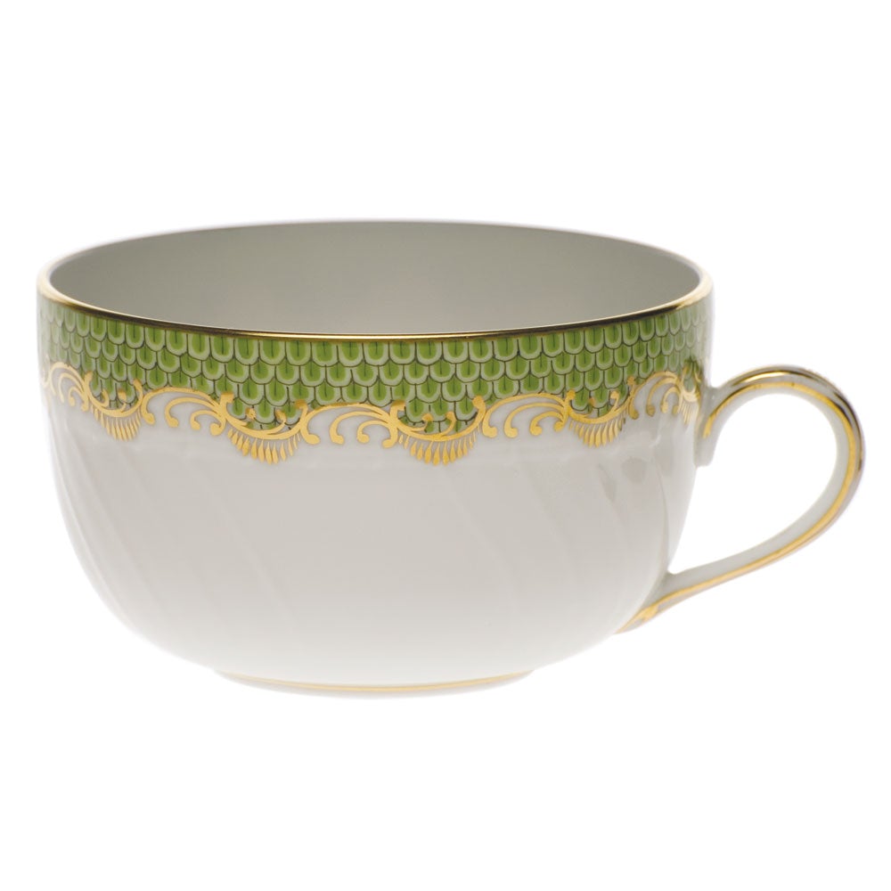 Herend Fish Scale Canton Teacup, Evergreen