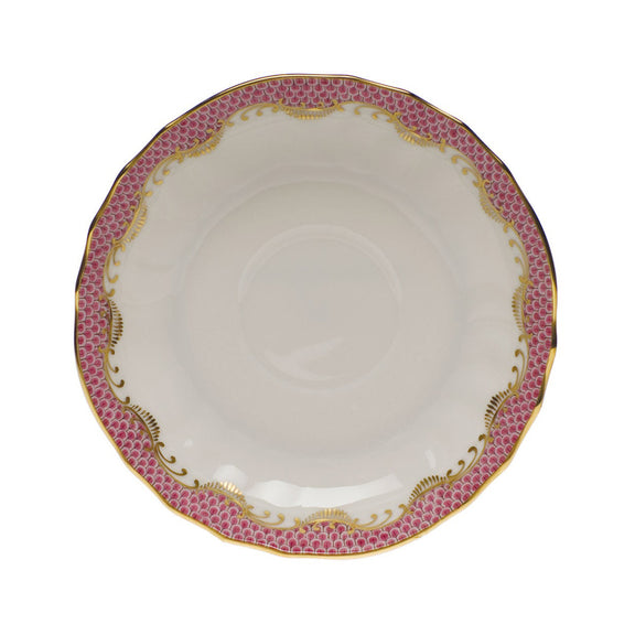 Herend Fish Scale Canton Tea Saucer, Pink