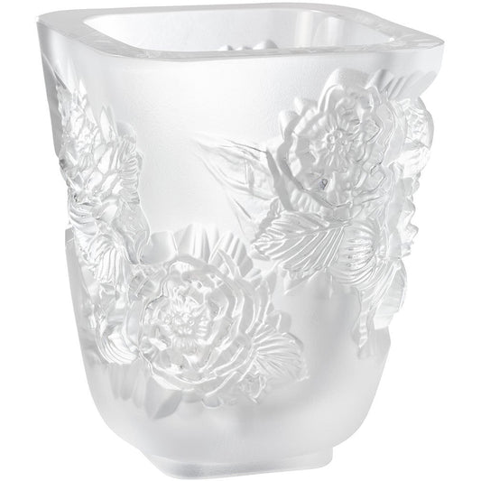 Lalique Small Pivoines Vase, Clear