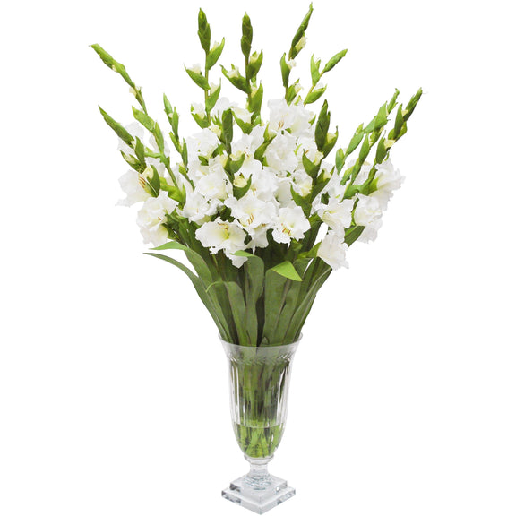 White Gladiolus in Cut-Glass Vase