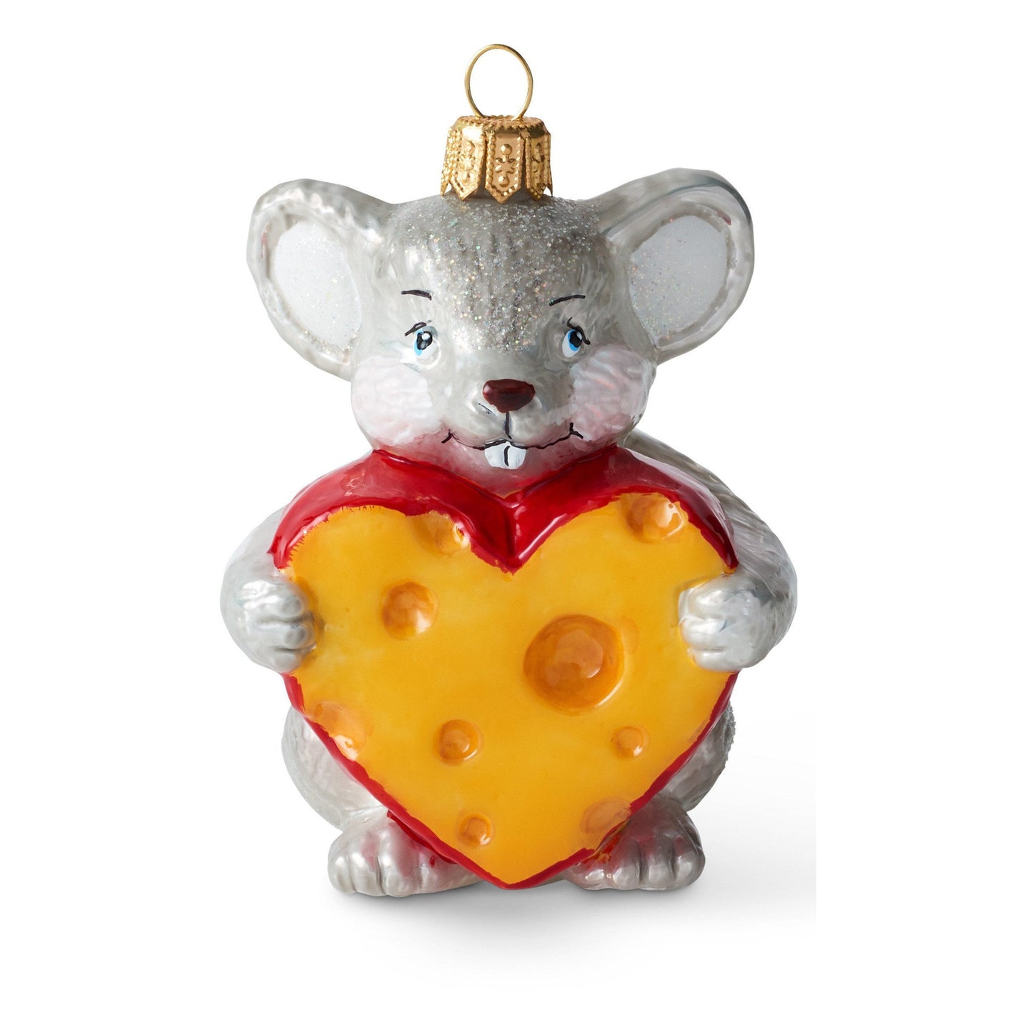 Mouse With Cheese Heart Ornament