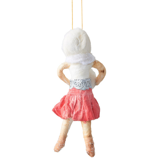 Girl with Snowball Pink Cotton Ornament