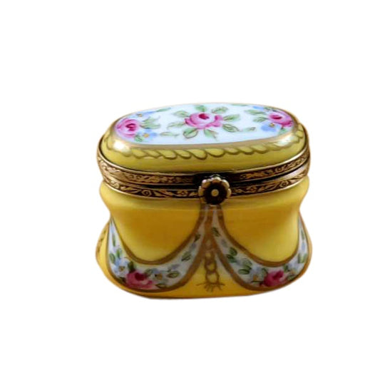 Yellow Floral Tall Oval Limoges