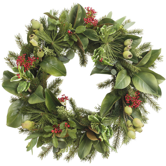 Holiday Pine & Holly Wreath