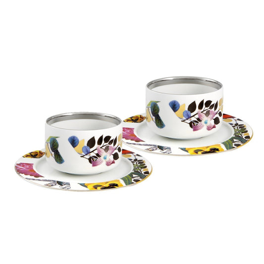Vista Alegre Primavera Teacups & Saucers, Set of 2