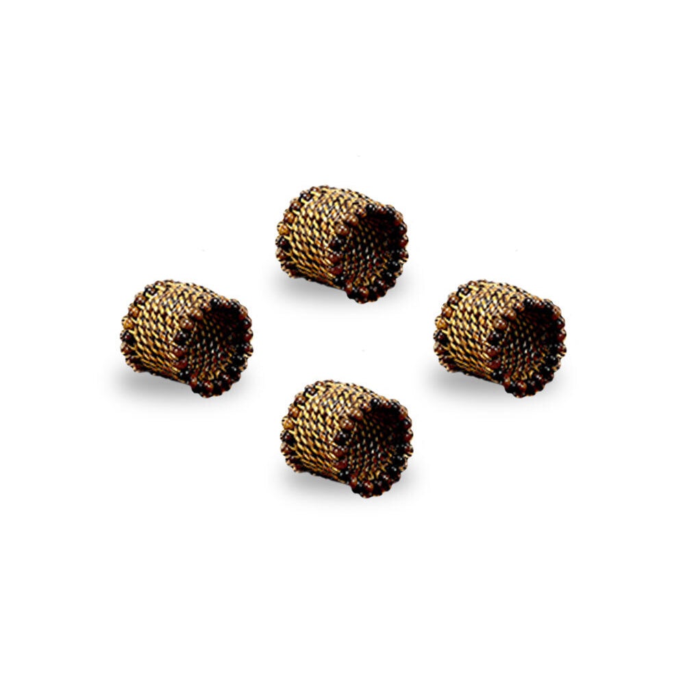 Napkin Rings with Dark Walnut Beads, Set of 4