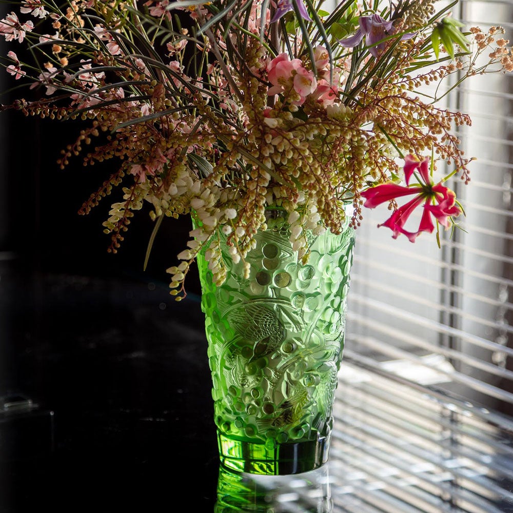 Merles et Raisins Medium Vase, Green