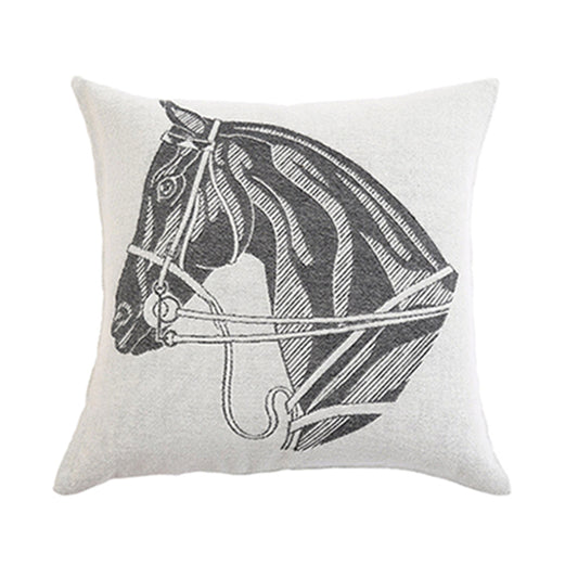 Stick & Ball Charcoal Gray Horse Pillow, Left-Facing