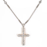 Edwardian Diamond Cross Pendant Necklace
