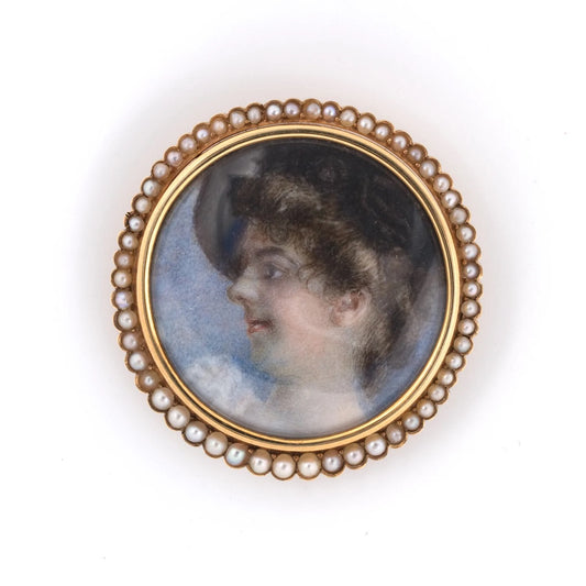 Estate Victorian Pearl Portrait Locket Pin-Pendant