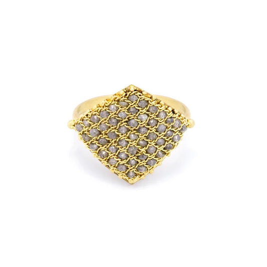 Amáli Gray Diamond Textile Ring