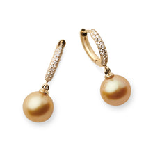 Gump's Signature Golden South Sea Pearl & Diamond Hoop Earrings