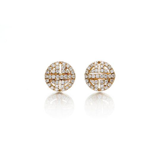 Gump's Signature Gold Shou Stud Earrings with Diamonds