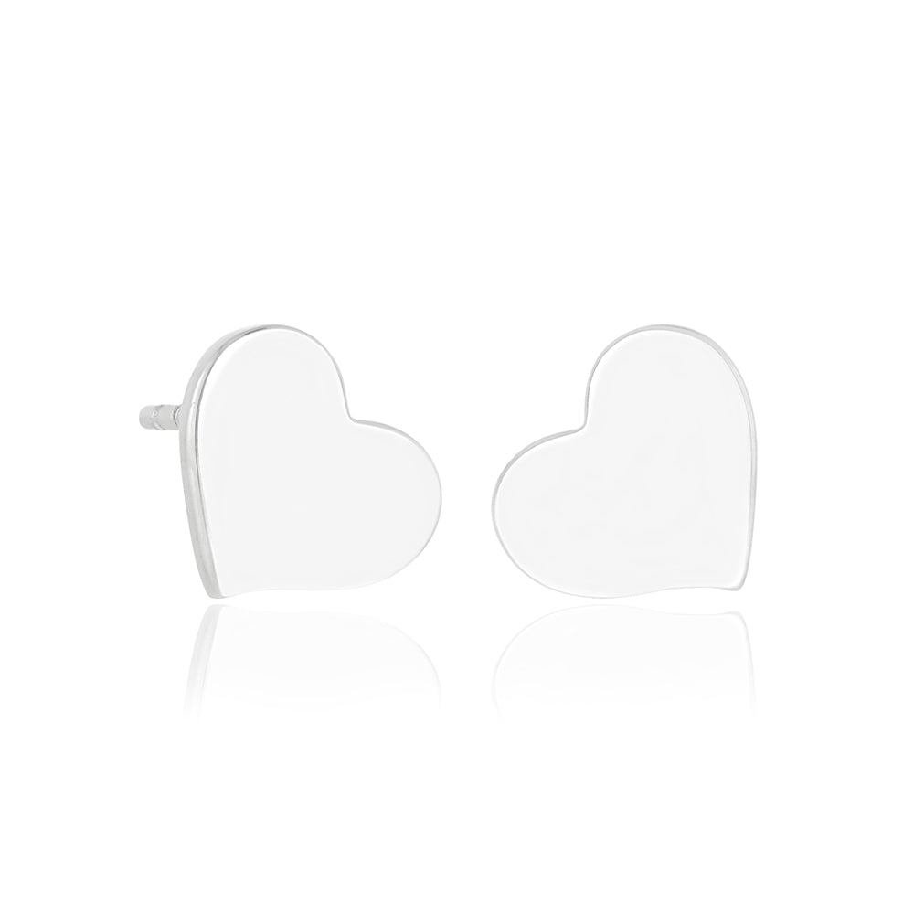 White Gold Heart Earrings