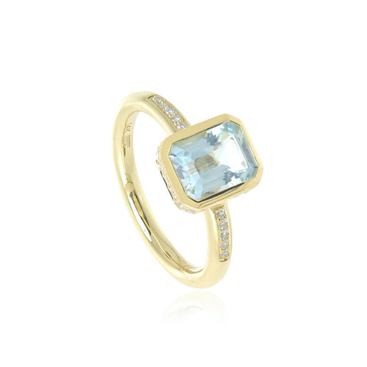 Audrey Ring in Aquamarine & Diamonds