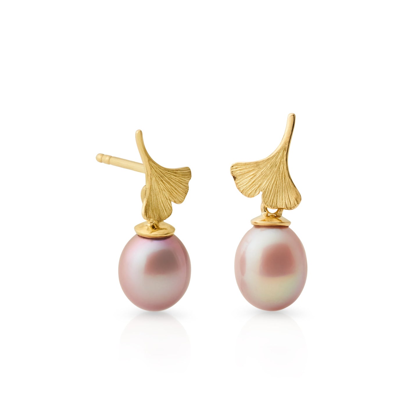 Ginkgo Pink Pearl Drop Earrings