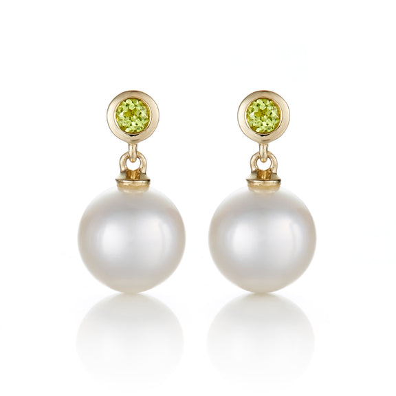 Gump's Signature Peridot & White Pearl Drop Earrings