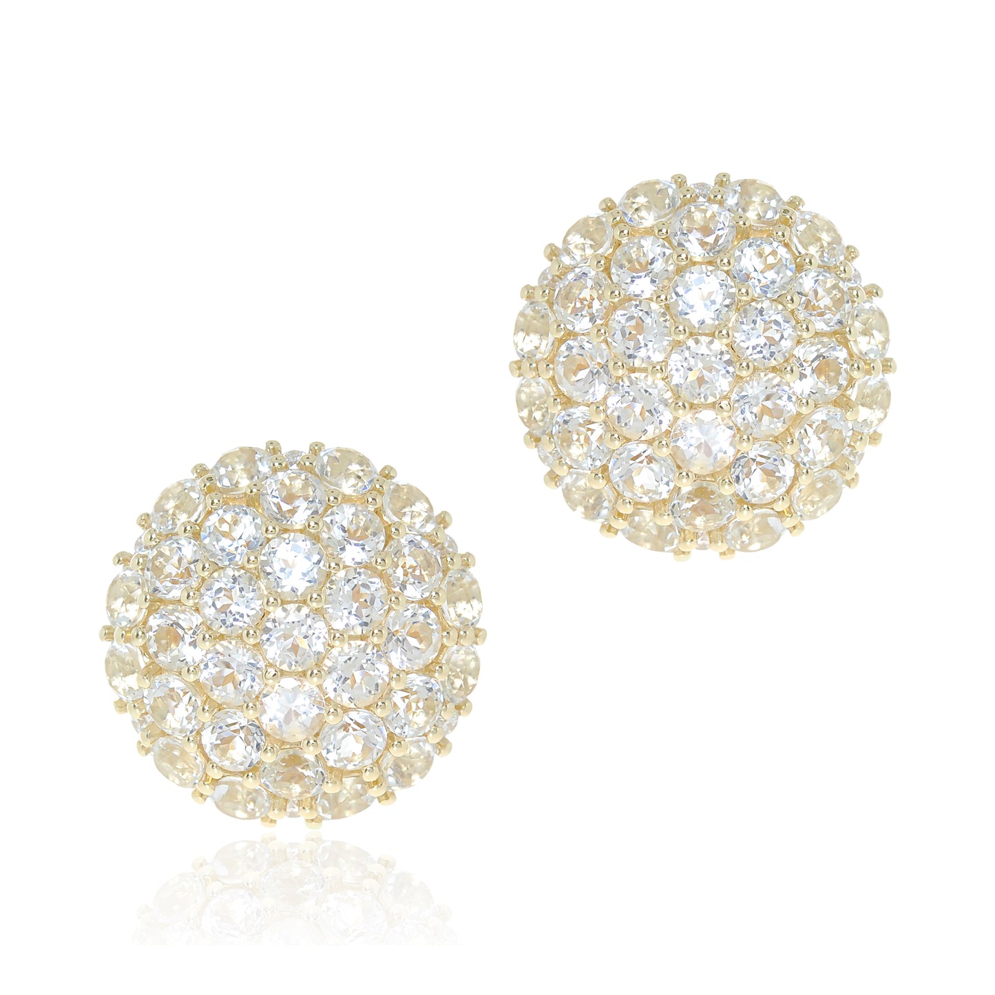 Dome Earrings in White Topaz & Diamonds