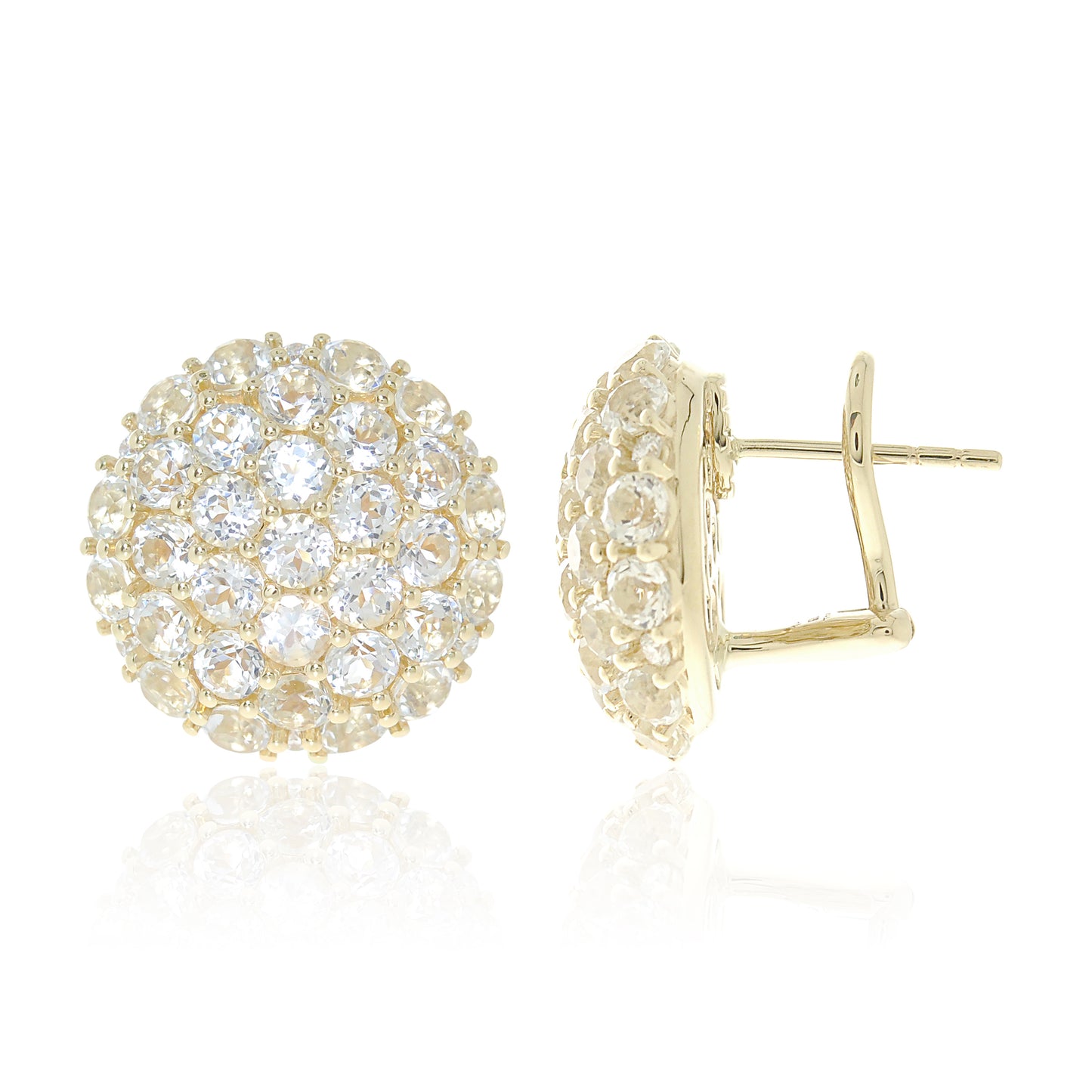 Dome Earrings in White Topaz & Diamonds