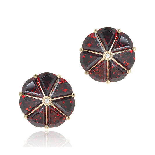 Pinwheel Earrings in Garnet & Diamonds