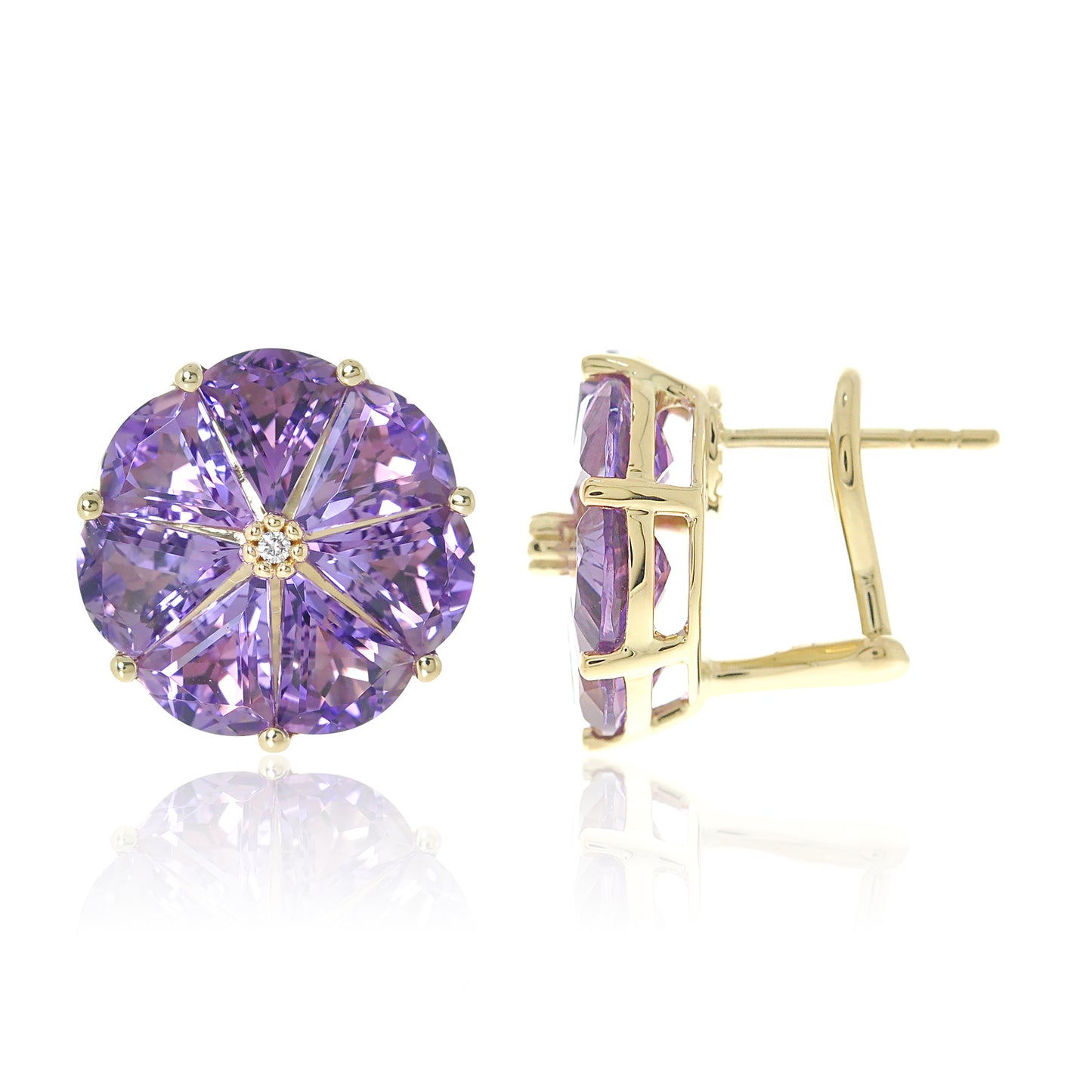 Pinwheel Earrings in Amethyst & Diamonds