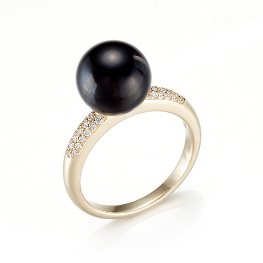 Black Jade & Diamond Ring