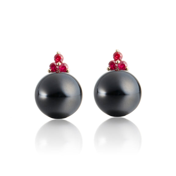 Gump's Signature Madison Earrings in Black Jade & Rubies