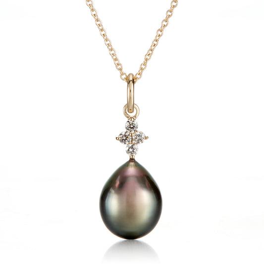 Gump's Signature Gray Tahitian Pearl & Diamond Pendant Necklace