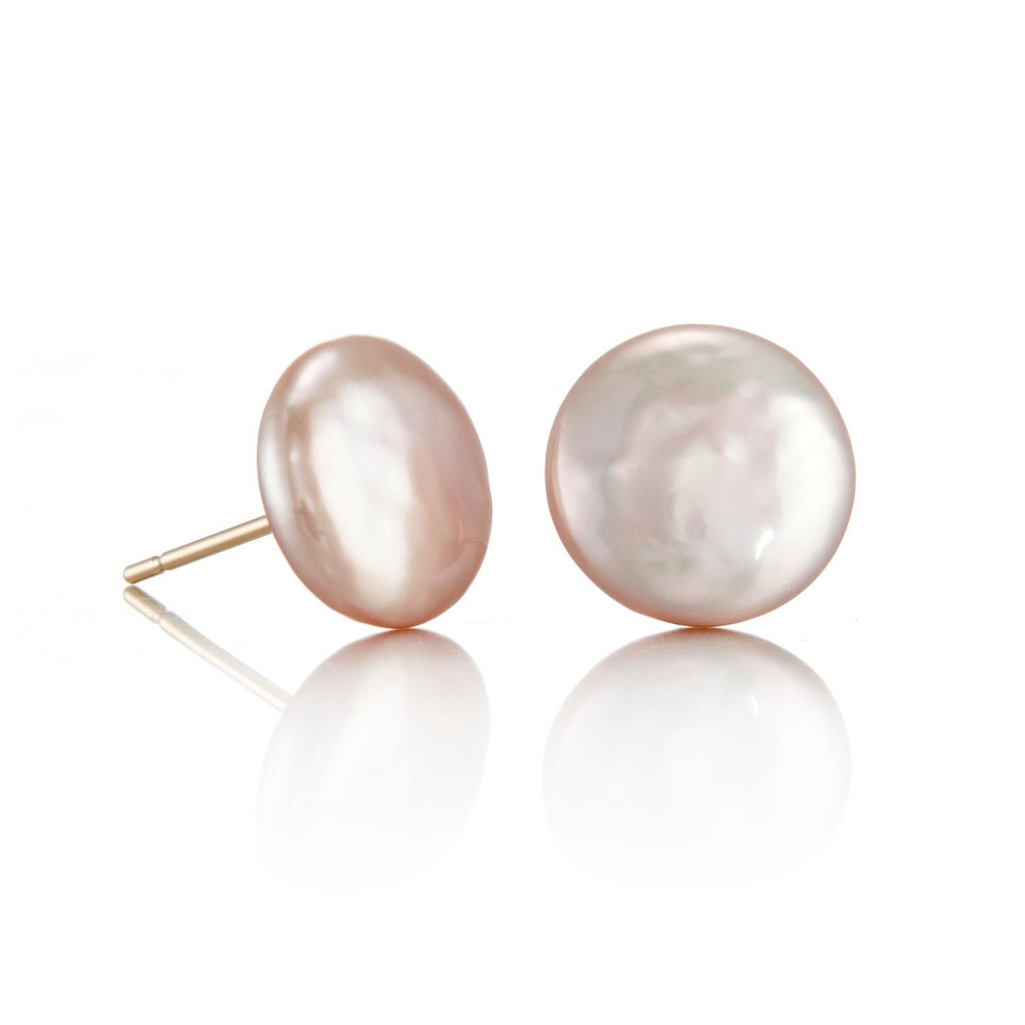 Pink Coin Pearl Earrings