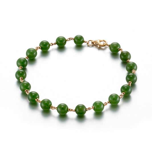 Gump's Signature Green Nephrite Jade Gold Link Bracelet