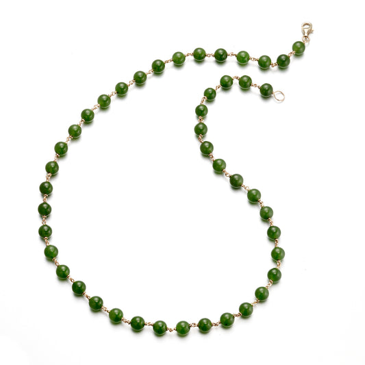 Gump's Signature Green Nephrite Jade Gold Link Necklace